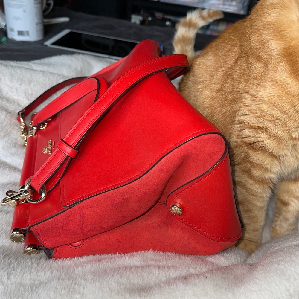 Coach special edition Selena Gomez Cherry Red Leather 2 way Bag - Picture 2 of 16